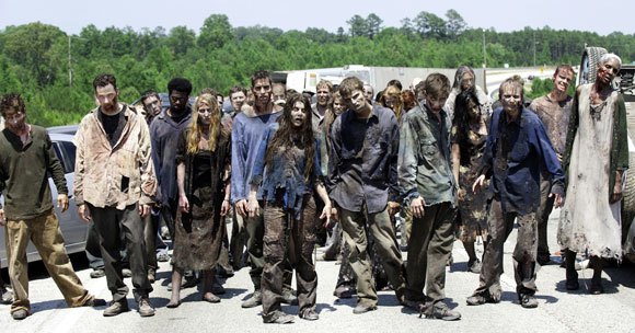 Zombies in a scene from The Walking Dead