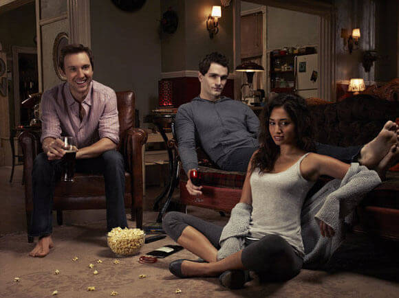 Sam Huntington as Josh, Sam Witwer as Aiden, Meaghan Rath as Sally in 'Being Human'