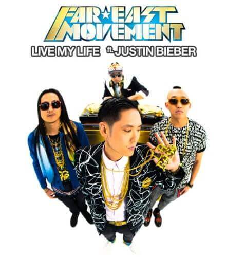 Far East Movement collaborate with Justin Bieber on "Live My Life"