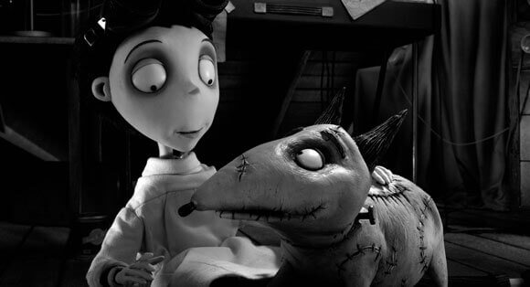 Victor and Sparky in a scene from 'Frankenweenie'