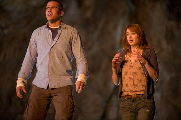 Jesse Williams and Kristen Connolly in The Cabin in the Woods