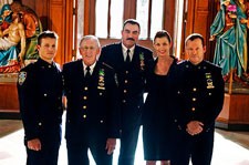 Will Estes, Len Cariou, Tom Selleck, Bridget Moynahan and Donnie Wahlberg Blue Bloods