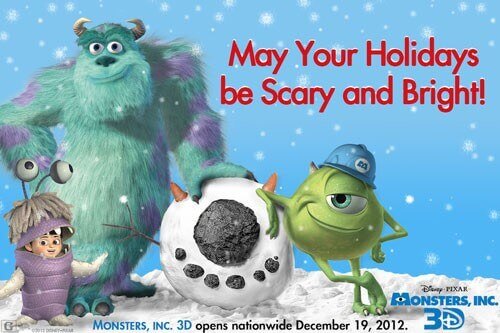 Monsters Inc, 3D Holiday Card