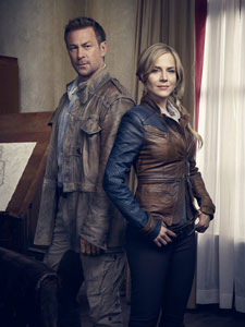 Grant Bowler and Julie Benz in Defiance