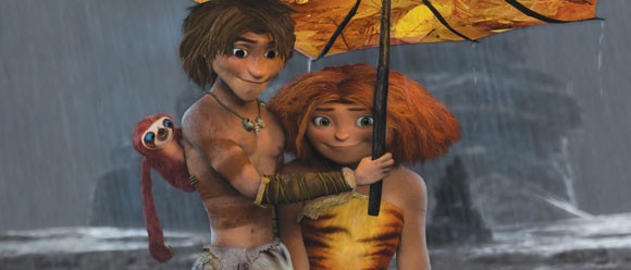 Ryan Reynolds and Emma Stone in The Croods