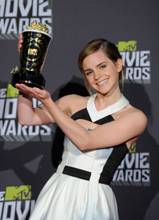 Emma Watson with her 2013 MTV Movie Awards Trailblazer Award