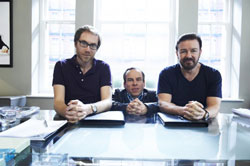 Stephen Merchant, Warwick Davis and Ricky Gervais in 'Life's Too Short' 
