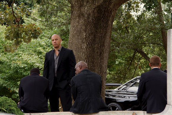 Vin Diesel on the Fast and Furious 7 Set