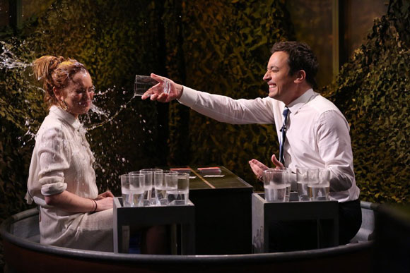 Lindsay Lohan and Jimmy Fallon Water War Battle