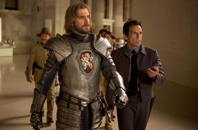 Lancelot (Dan Stevens, left) and Larry Daley (Ben Stiller) plan the next move to save the magic in 'Night at the Museum: Secret of the Tomb' (Photo credit: Kerry Brown TM and © 2014 Twentieth Century Fox Film Corporation. All Rights Reserved.)