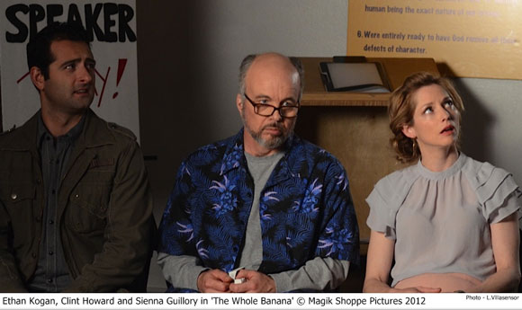 Ethan Kogan, Clint Howard, and Sienna Guillory in 'The Whole Banana'