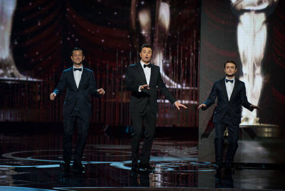 Joseph Gordon Levitt, Seth MacFarlane, and Daniel Radcliffe Oscars 2013