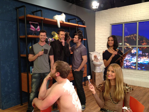 Joel McHale and the Spartacus Cast
