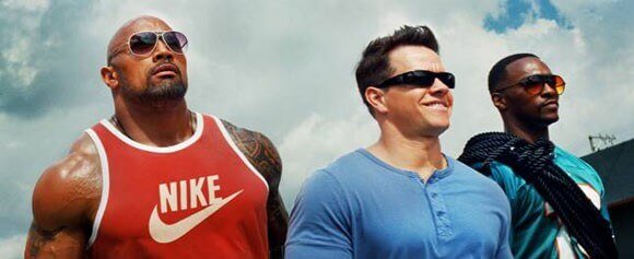 Dwayne Johnson, Mark Wahlberg and Anthony Mackie in Pain and Gain
