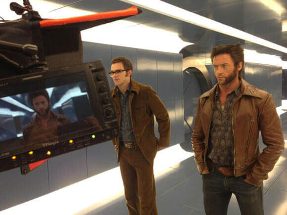 Nicholas Hoult and Hugh Jackman on the 'X-Men: Days of Future Past' 