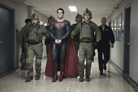 Henry Cavill and Christopher Meloni in 'Man of Steel' 