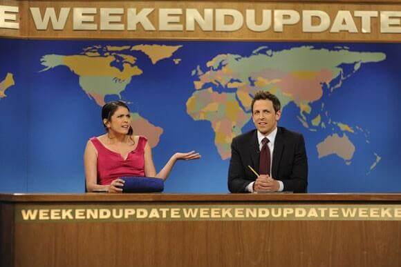 Cecily Strong and Seth Meyers on 'SNL'