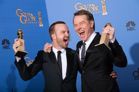 Aaron Paul and Bryan Cranston Celebrate Their Golden Globes Wins