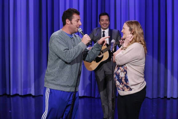 Drew Barrymore and Adam Sandler perform a Love Song with Jimmy Fallon