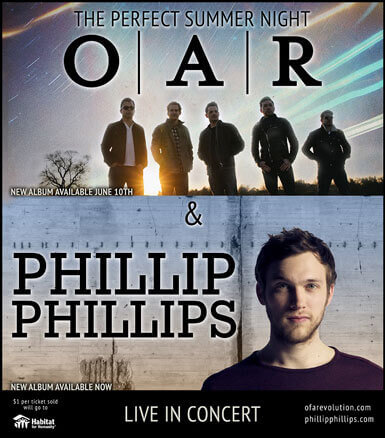 Phillip Phillips and O.A.R. Concert Tour benefits Habitat for Humanity